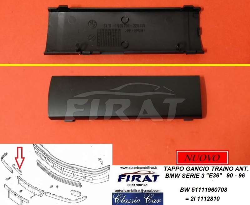 TAPPO GANCIO TRAINO BMW SERIE 3 E36 90-96 ANT. (51111960708)